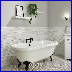 Park Royal Freestanding Double Ended Roll Top Bath White with Black Feet 1695