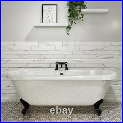 Park Royal Freestanding Double Ended Roll Top Bath White with Black Feet 1695
