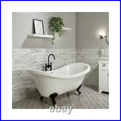 Park Royal Freestanding Double Ended Roll Top Bath White with Black Feet 1750