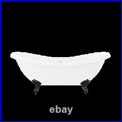 Park Royal Freestanding Double Ended Roll Top Bath White with Black Feet 1750