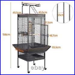 Parrot Cage 156cm Large Bird Cage with Open Top/ Stand/ Rolling Wheels, Used