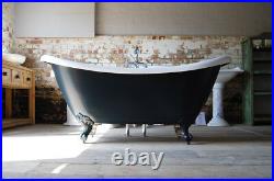Pegasus Double Slipper Roll Top Bath Painted In Farrow And Ball Black Blue