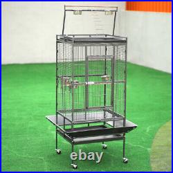 Play Top Parrot Cage Large Metal Rolling Bird Cage for Budgie Canary Cockatiel