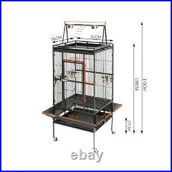 Play Top Parrot Cage Large Metal Rolling Bird Cage for Budgie Canary Cockatiel