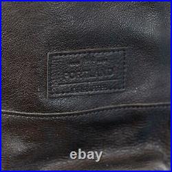 Portland Leather Goods Roll Top Backpack Pebbled Black Leather Rucksack Minimal