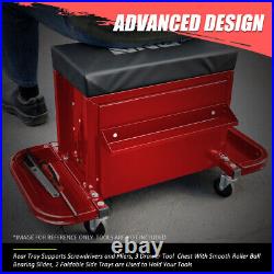 Powder Coated 3-Drawer Tool Chest Rolling Mechanic Padded Creeper Seat withTrays