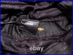 Prada Black Soft Leather Gold Grommet-Embellishments Rolled Handles Bauletto Bag