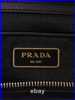 Prada Tessuto Nylon Saffiano Leather Black Top Zip Tote Bag 1BG253