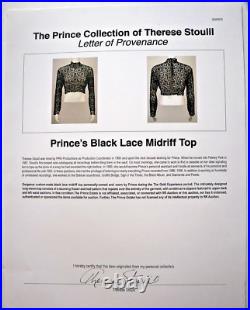 Prince Black Lace Custom Made Top Worn In Concert W Signed Loa