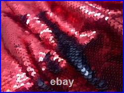 RED BLACK Reversible 5mm Sequin Fabric Flip Two Tone Stretch Material 130cm wide
