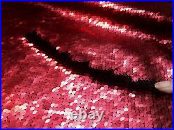RED BLACK Reversible 5mm Sequin Fabric Flip Two Tone Stretch Material 130cm wide