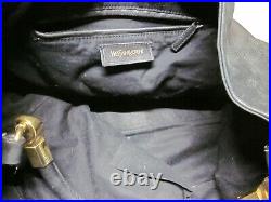 RaRe YSL Yves Saint Laurent ROADY HoBo Bag Black Nubuck Leather Rolled Top Handl