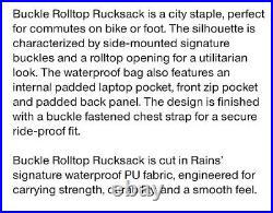 Rains Black Buckle Rolltop Rucksack