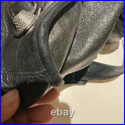 Rare Balenciaga Paris City Grey Leather Moto Bag Silver Studs Made in Italy -Med