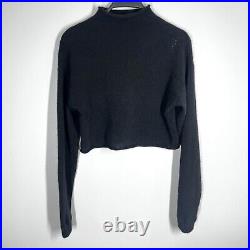 Reformation Sz XS Cropped Cashmere Turtle Mock Neck Pullover Sweater Black