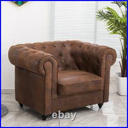 Retro Lounge Chair Chesterfield Single Sofa Roll Top Armchair For Bedroom Office