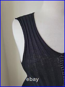 Roberto Cavalli Black Knit Tank Top Zig Zag Ribbed New Size 42 S-medium Nwt