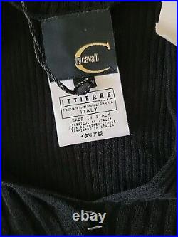 Roberto Cavalli Black Knit Tank Top Zig Zag Ribbed New Size 42 S-medium Nwt