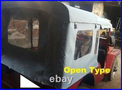 Rolled Back Stitched Soft Top For Jeep Willys Cj3b 1953-71, Canvas Coated Fabric
