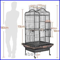 Rolling African Grey Parrot Cage Open Play top Large Bird Cage for