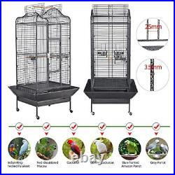 Rolling African Grey Parrot Cage Open Play top Large Bird Cage for