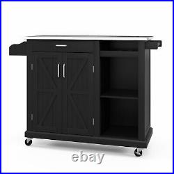 Rolling Kitchen Trolley Cart Mobile Kitchen Island with Stainless Steel Top Drawer
