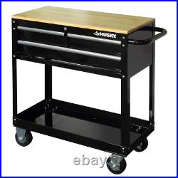 Rolling Mechanics Tool Cart Me 3 Drawer Storage Hardwood Top Table Organizer 36
