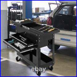 Rolling Tool Cart Utility Storage Cabinet Metal Drawers Tray Mechanics Slide Top