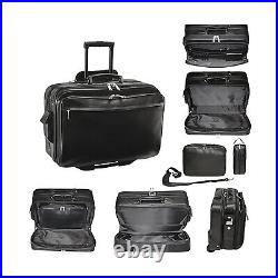 Royce Leather Executive Rolling Laptop Briefcase, Top Grain Nappa Leather, Black