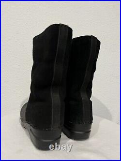 Sanita'Sussi' Roll-top Distressed Leather Clog Boots in Black Wooden Size 38