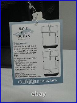 Save The Ocean Expandable Backpack Black Travel Bags Men's Roll Top New