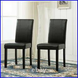 Set of 2 Faux Leather Dining Chairs Roll Top Scroll High Back home restaurants