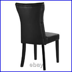 Set of 2 PU Faux Leather Dining Chairs Roll Top Scroll High Back home Restaurant