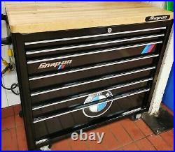 Snap On 40 Roll Cab Toolbox Black Immaculate condition with wood top included