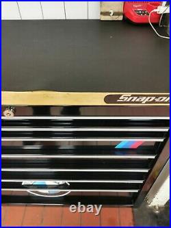 Snap On 40 Roll Cab Toolbox Black Immaculate condition with wood top included
