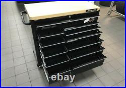 Snap-On 40 black 12 drawer wooden top roll cab