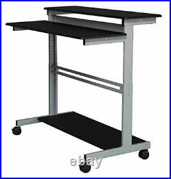 Stand Up Desk Store Rolling Adjustable Height 48 Inches Silver Frame/Black Top