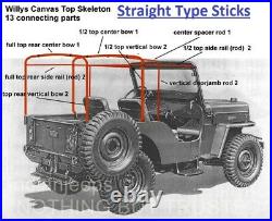 Stitched Rolled Back Soft Top For Cj Jeep Willys Cj2a Cj3a Straight Bows 1947-53