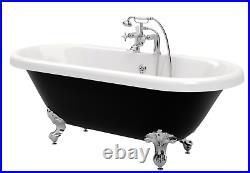 Stunning Black Freestanding Roll Top Traditional Bath with Feet 1690x740