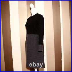 THE ROW Luxury Black Stretch Top Long Sleeve Tweed Knee Length Dress Sz S Heavy