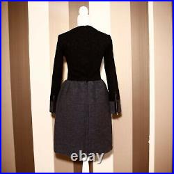 THE ROW Luxury Black Stretch Top Long Sleeve Tweed Knee Length Dress Sz S Heavy