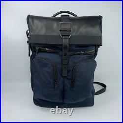 TUMI Alpha Bravo London Roll-Top Backpack Navy Blue and Black 103302 $495