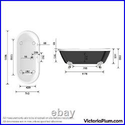 The Bath Co. Shakespeare traditional roll top bath with ball feet black new