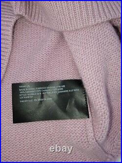 Theory Cashmere Sweater Rolled Edge Crew Buttons Pink Hi-Low Step Hem MNWT$445