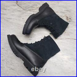 Timberland 6 Women Waterproof Boots Black Leather and Suede Lace Up Roll-Top