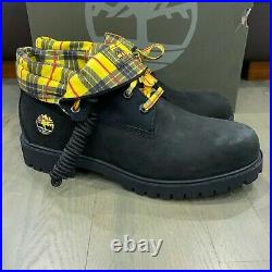Timberland Rolltop Boot Men's Size 8.5 Shoes Black Yellow Plaid TB0A28RH New