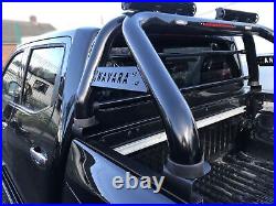 To Fit 05-16 Nissan Navara D40 Roll Bar + LEDs + Rollback Tonneau Cover Black