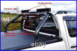 To Fit 10-16 VW Amarok Roll Bar + Strobe LEDs + Brake Light + Light Bar Black