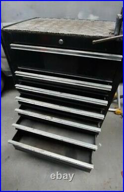 Tool Chest Roll Cab With Bench Top And Vice Black 7 Drawers