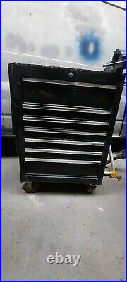 Tool Chest Roll Cab With Bench Top And Vice Black 7 Drawers